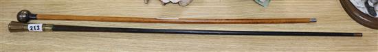 Two Military swagger sticks longest 80cm